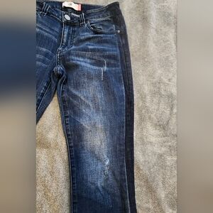 Cabi High Straight Jeans Women’s Size 6 Distressed Tuxedo Stripe Denim - 24"